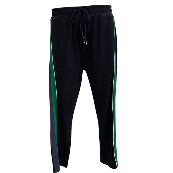 Karl Lagerfeld Paris Black Jogger Pants With Green & Purple Side Stripes Drawstr - Picture 10 of 10